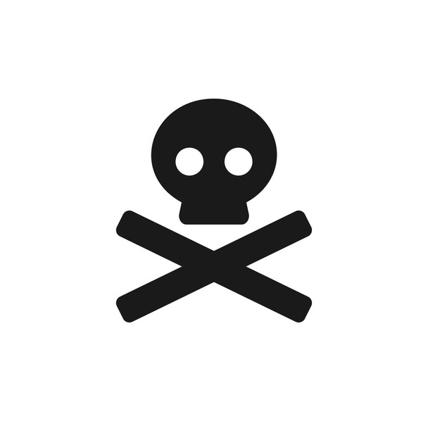 Skull with crossed bones vector icon. Death, pirate and danger symbol. Skeleton head Vector illustration EPS 10 - Vector, Image