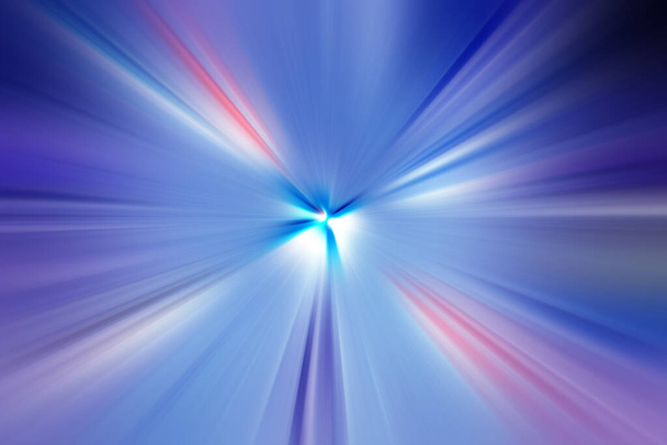 Superfície abstrata do zoom do borrão radial em tons lilás, rosa e azul. Fundo colorido brilhante com linhas radiais, divergentes e convergentes. - Foto, Imagem
