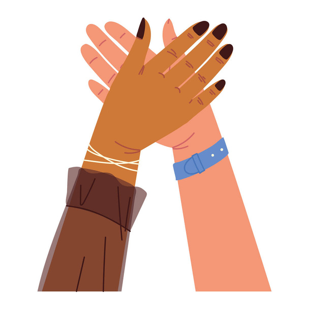 raised hands touching - Vector, Image