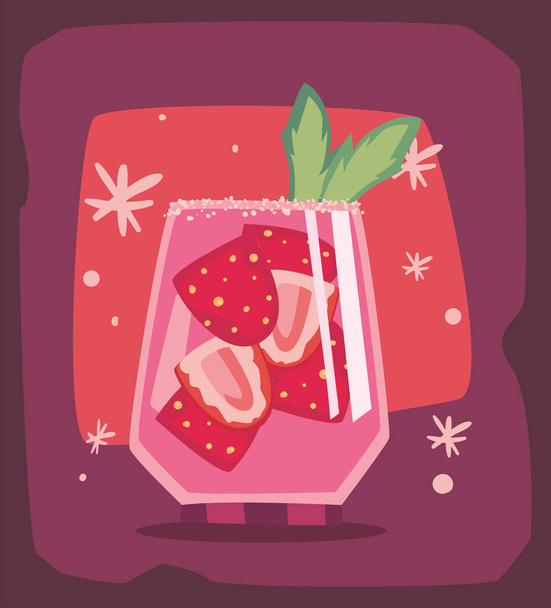 cocktailglas van aardbeien - Vector, afbeelding