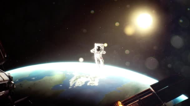 Un punto de vista de astronauta moviéndose en el espacio hacia la cámara - Metraje, vídeo