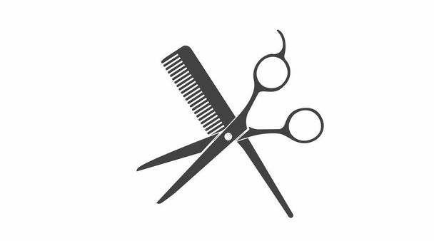 Pente e tesoura ícone. Ilustração isolada do vetor de um pente e uma tesoura de cabeleireiro. - Vetor, Imagem