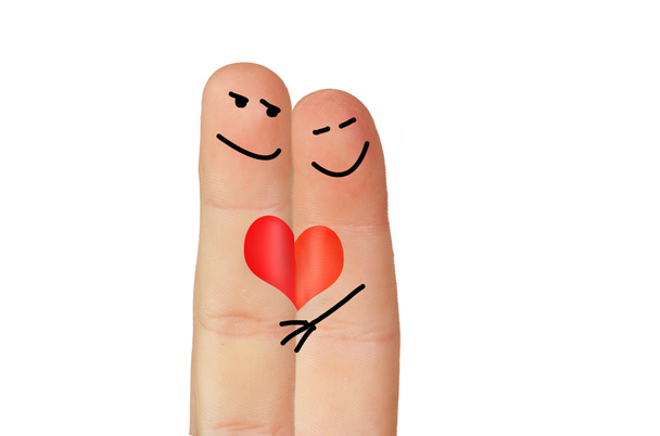 Love symbolized painted with two fingers - Фото, изображение