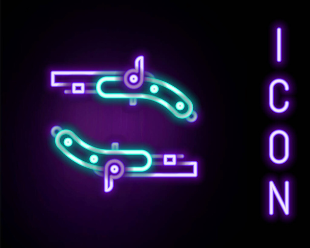 Świecąca neon linia Vintage pistolety ikona izolowane na czarnym tle. Starożytna broń. Kolorowy koncept. Wektor - Wektor, obraz