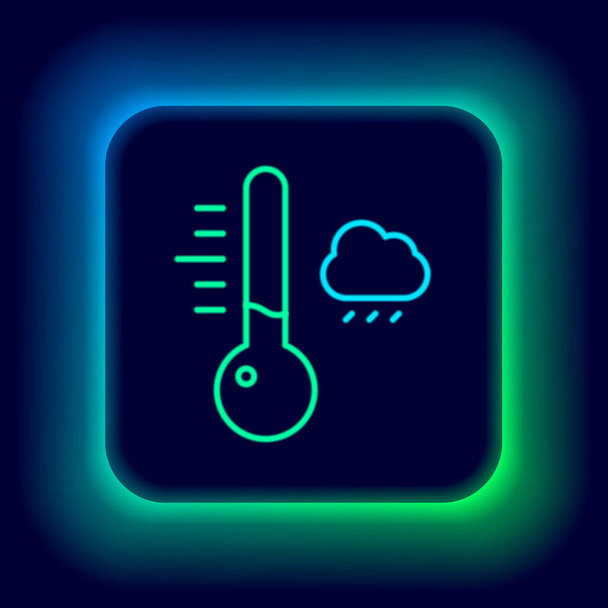 Glowing neon line Meteorology thermometer measuring icon isolated on black background. Thermometer equipment showing hot or cold weather. Colorful outline concept. Vector - Vector, Image