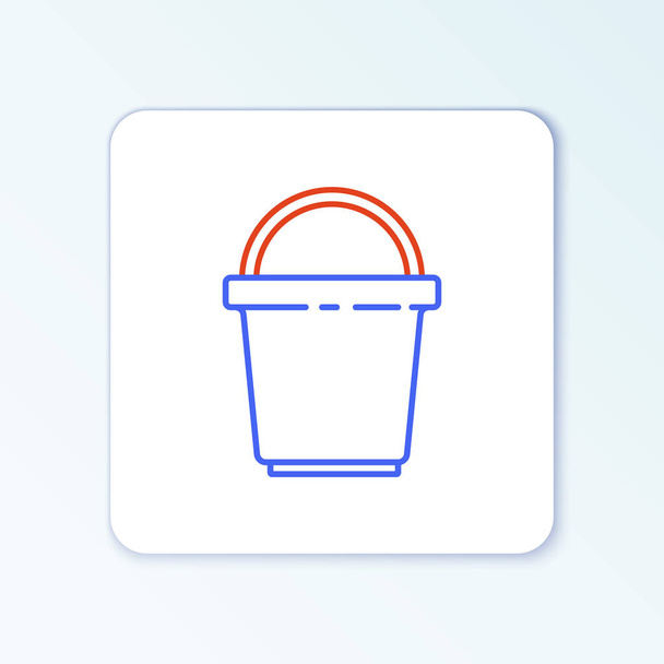 Line Bucket ikon elszigetelt fehér háttér. Takarítási szolgáltatás koncepció. Színes vázlat koncepció. Vektor - Vektor, kép
