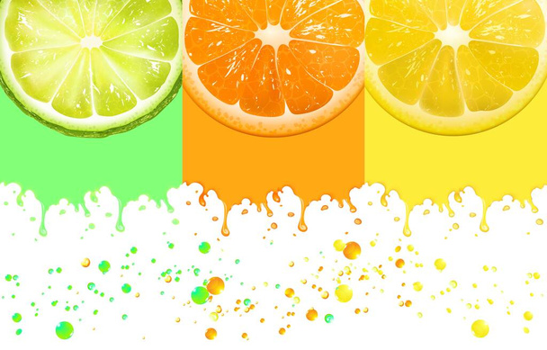 Friss gyümölcs ital banner háttér, nyári ital, alap RGB - Vektor, kép