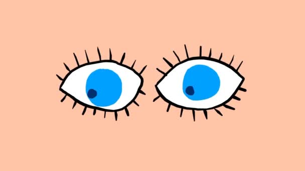 Circling eyes looking around. Cartoon frame by frame animation. Funny style. - Footage, Video
