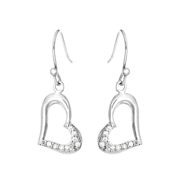Boucles d'oreilles en argent en forme de coeur - Photo, image