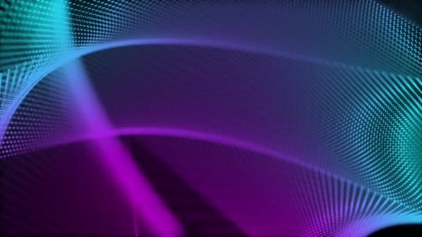 Una formazione di particelle di onde scorrevoli colorato multi colorato blu viola movimento combo rack focus animazione - Filmati, video