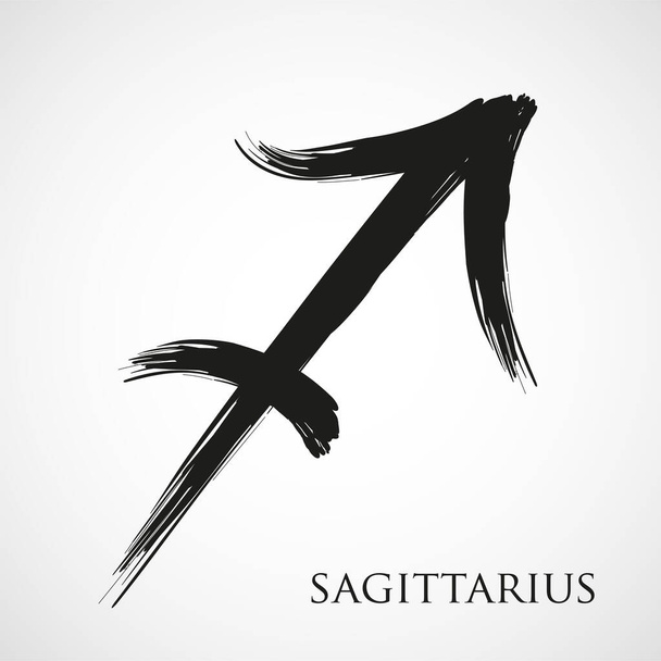 Symbole du zodiaque Sagittaire isolé sur fond blanc. Coup de pinceau Sagittaire signe du zodiaque. Illustration vectorielle dessinée main - Vecteur, image