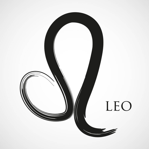Symbol zodiaku Leo odizolowany na białym tle. Szczotkowy znak zodiaku Leo. Ilustracja wektora narysowanego ręcznie - Wektor, obraz