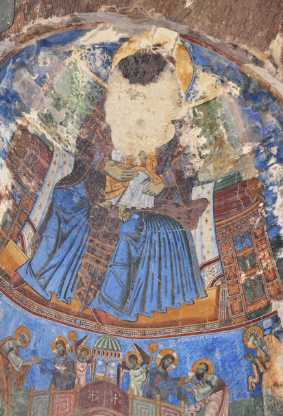 Frescoes on the walls of Akhtala church in Armenia - Photo, Image
