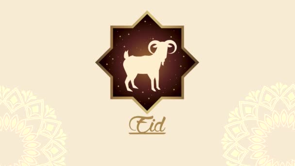 eid aladha zlaté písmo s kozou ve hvězdě - Záběry, video