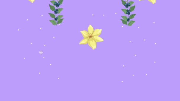 yellow flowers and leafs pattern in background - Video, Çekim