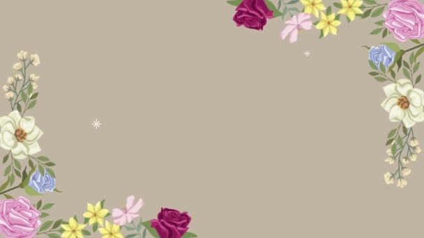 fleurs colorées bordure cadre animation décorative - Séquence, vidéo