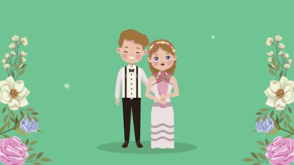 весільна пара закоханих персонажів з квітковими кутами
 - Кадри, відео