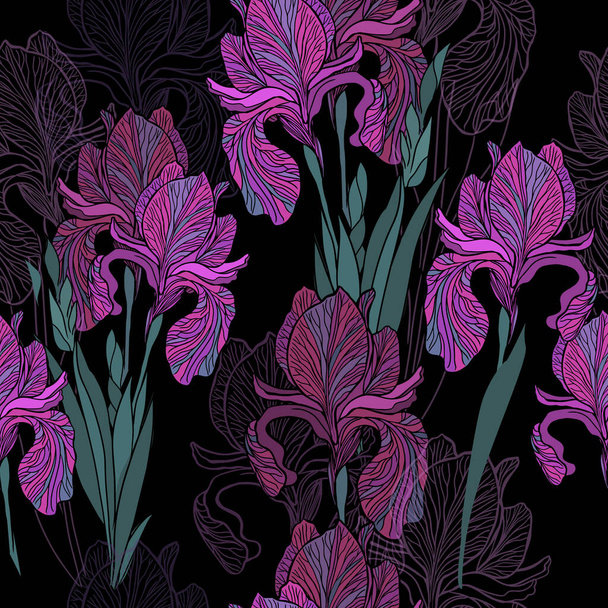 A seamless background of irises . Vector illustration - Vector, Image