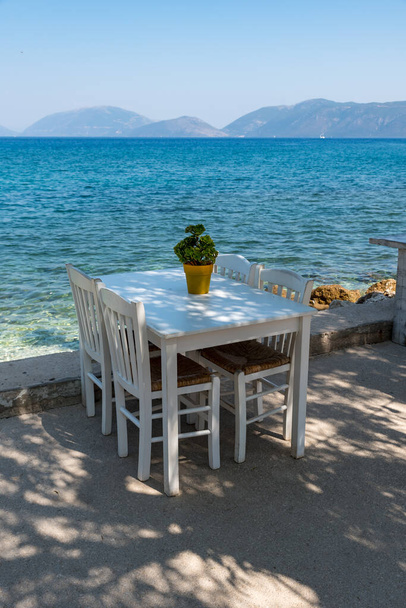 Restaurant table on the island of Kefalonia in Greece - Photo, Image