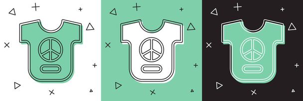 Setzen Sie Peace-Symbol isoliert auf weißem und grünem, schwarzem Hintergrund. Hippie-Symbol für den Frieden. Vektor - Vektor, Bild