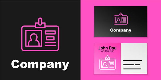 Pink line Identification badge icon isolated on black background. It can be used for presentation, identity of the company, advertising. Logo design template element. Vector - Vector, Image