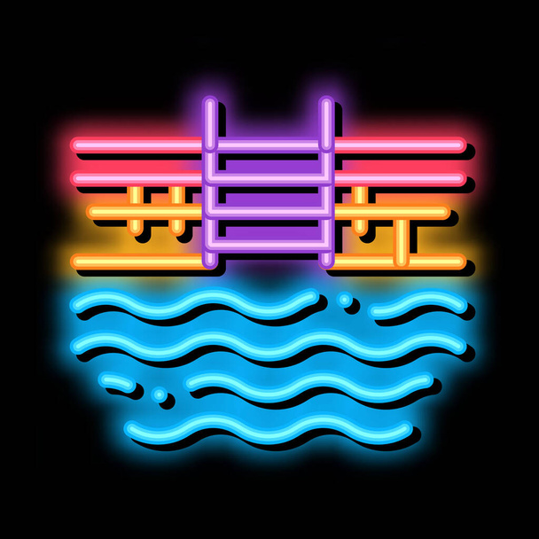 piscina de agua neón brillo icono ilustración - Vector, imagen