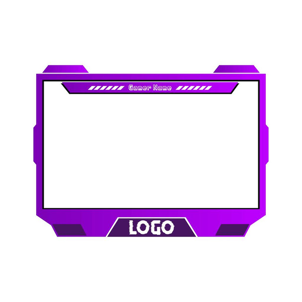 Stylish purple and black gradient color gaming frame overlay for live gaming streamers. Live Streamer overlay vector illustration with purple and black color. Digital stylish Gaming overlay. - Διάνυσμα, εικόνα