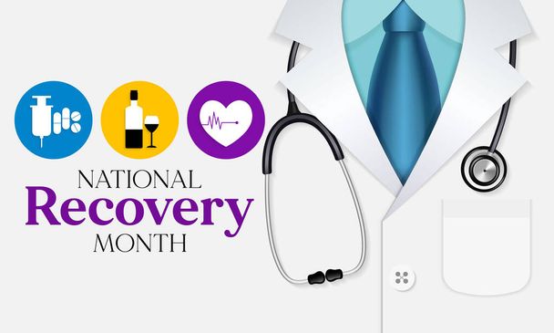 El mes de recuperación nacional se observa cada año durante septiembre en todos los Estados Unidos, ilustración vectorial - Vector, Imagen