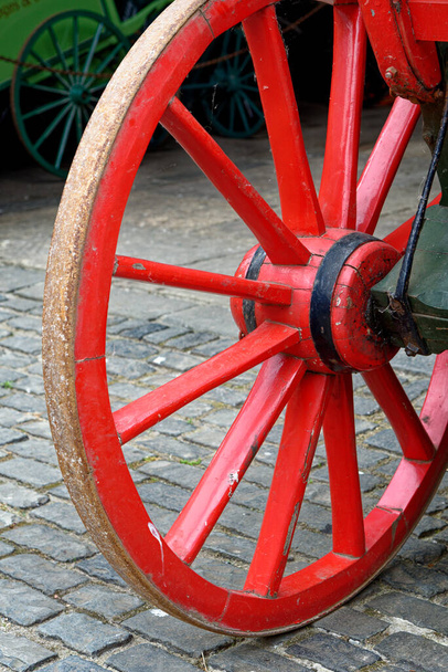 Vintage - Detalles de la rueda de carro de madera - Beamish Village, Durham County, Inglaterra, Reino Unido - Foto, Imagen