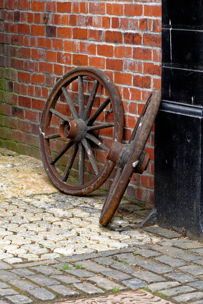 Vintage - Wooden Wagon Wheel 'in Detayları - Beamish Village, Durham County, İngiltere - Fotoğraf, Görsel
