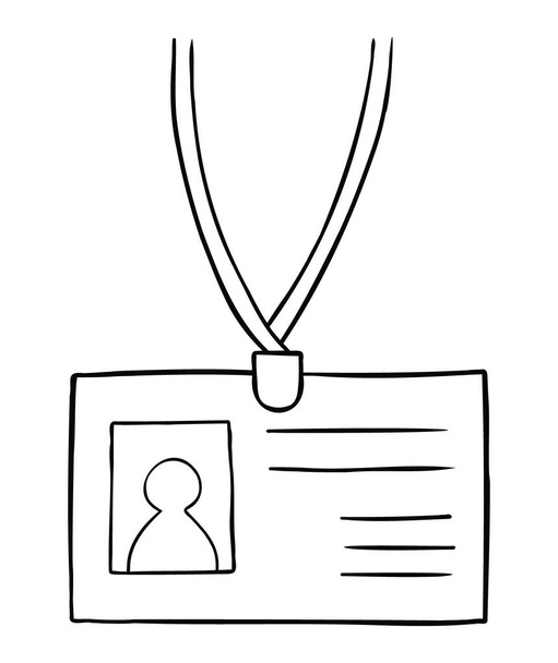 Cartoon vector illustratie van ID-kaart. Zwart geschetst en wit gekleurd. - Vector, afbeelding