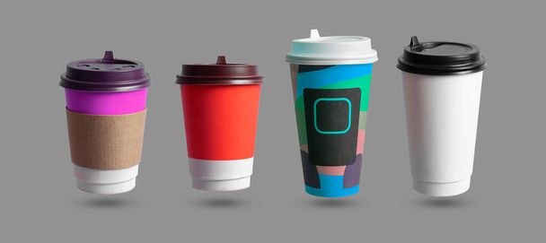 Variaty colletcion, набор чашки кофе бумаги различных размеров изолированы - Фото, изображение