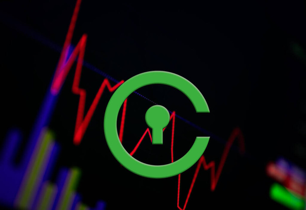 Civic CVC Crypto-monnaie. graphique de croissance de pièce sur l'échange, graphique - Photo, image