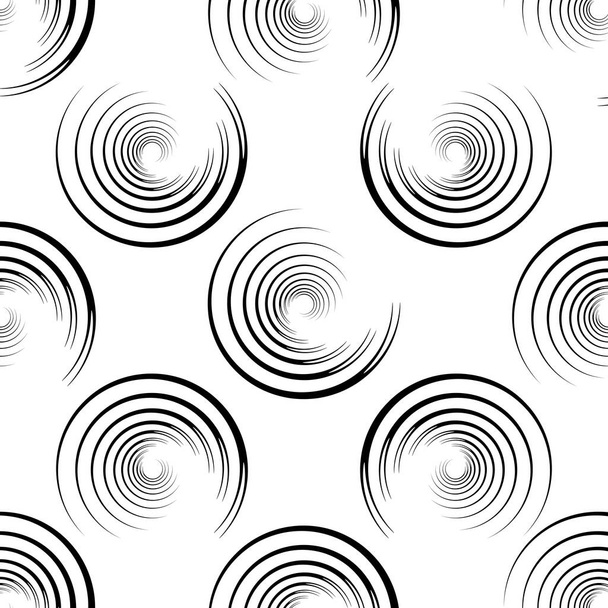 Serigrafía patrón sin costura. Vórtice abstracto radiante. Patrón circular. Colorida impresión redonda. - Vector, Imagen