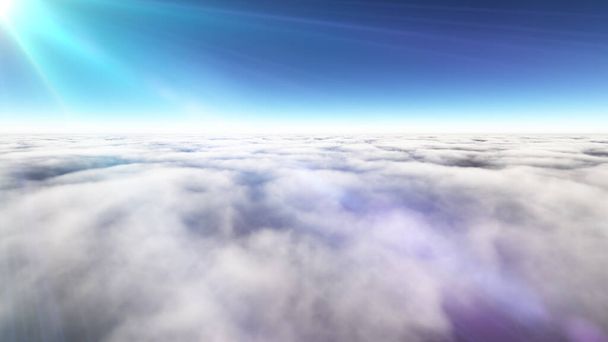 Über Wolken Sonnenstrahl, 3D-Darstellung - Foto, Bild