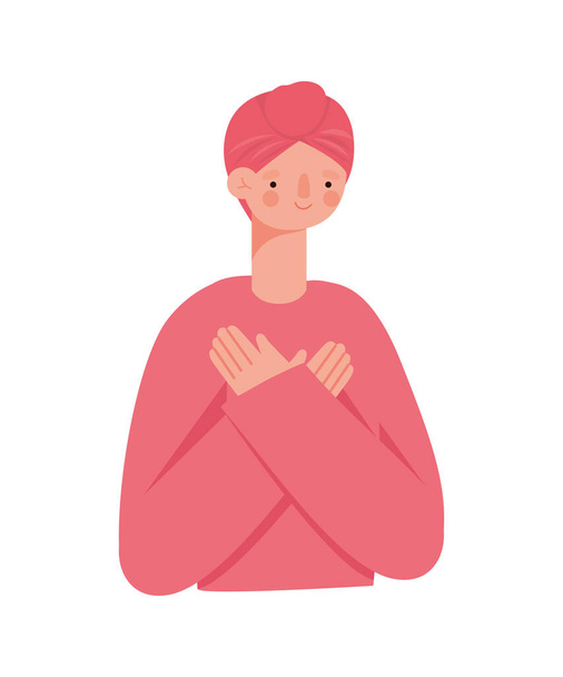 nő rózsaszín turbánnal - Vektor, kép