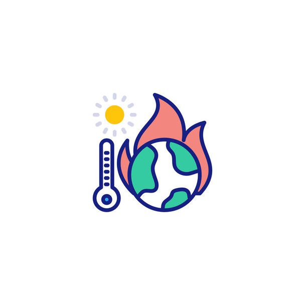Icona del riscaldamento globale nel vettore. Logotipo - Vettoriali, immagini