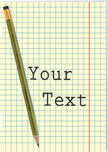 Vector of a pencil and a blank sheet of paper ready for your own text. - Wektor, obraz