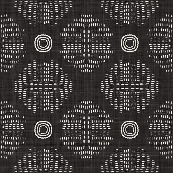 Bezešvé černé bílé tkaniny kruh plátno textury. Dva tón monochromatický vzor pozadí. Moderní textilní tkaný efekt. Mužský tečkovaný spot opakovat jpg tisk.  - Fotografie, Obrázek