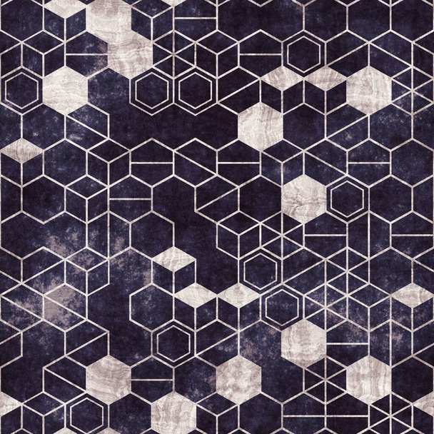 Płynny, sześciokątny wzór geometrii izometrycznej netto druku - Zdjęcie, obraz