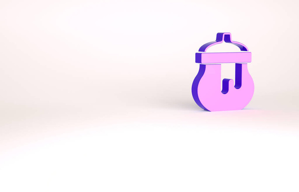 Purple Jar of honey icon isolated on white background. Food bank. Sweet natural food symbol. Minimalism concept. 3d illustration 3D render - Photo, Image