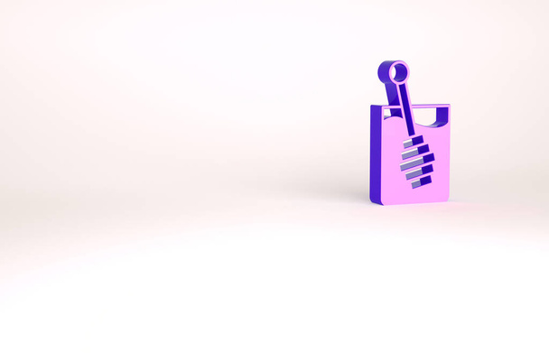 Icône de bâton de trempette au miel violet isolé sur fond blanc. Chérie louche. Concept de minimalisme. Illustration 3D rendu 3D - Photo, image
