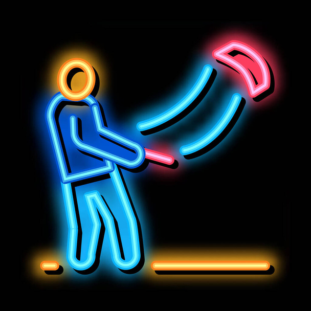 άνθρωπος με kite neon λάμψη εικόνα εικονίδιο - Διάνυσμα, εικόνα