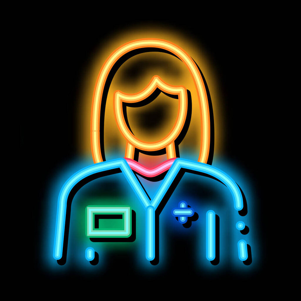 femme médecin néon lumineux icône illustration - Vecteur, image
