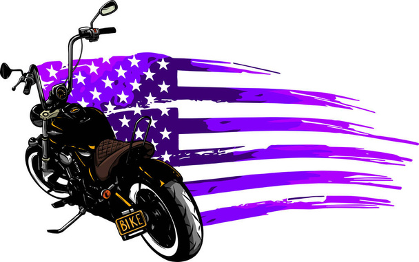 moto chopper con bandiera americana vettoriale illustrazione - Vettoriali, immagini