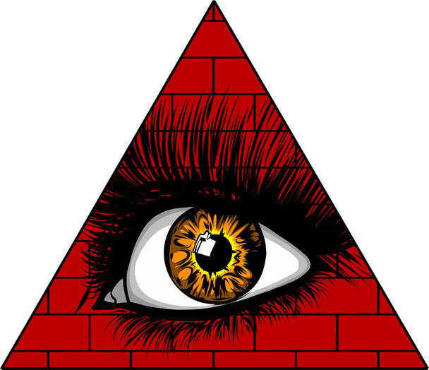 Око провидіння. Всі бачать око в трикутнику зверху пірамідний масонський символ
. - Вектор, зображення