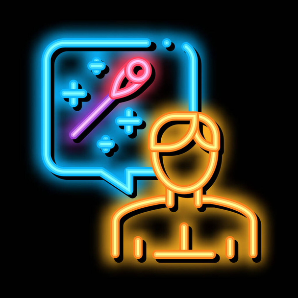 homem pensando sobre acupuntura neon brilho ícone ilustração - Vetor, Imagem