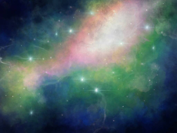νυχτερινό τοπίο με πολύχρωμο και ελαφρύ γαλακτώδες τρόπο γεμάτο αστέρια στον ουρανό - Φωτογραφία, εικόνα