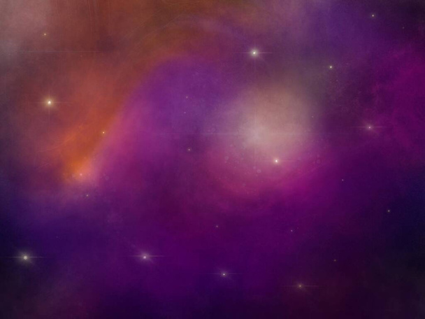 νυχτερινό τοπίο με πολύχρωμο και ελαφρύ γαλακτώδες τρόπο γεμάτο αστέρια στον ουρανό - Φωτογραφία, εικόνα