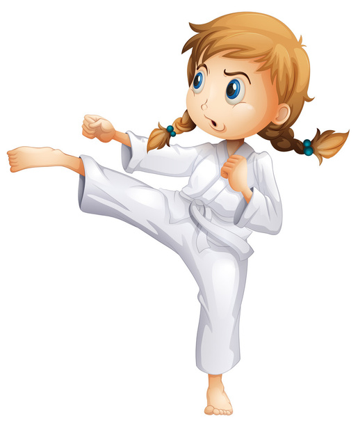 A brave girl doing karate - Vector, Image
